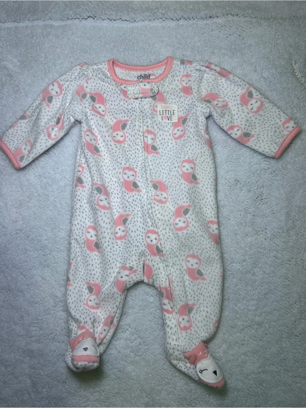 Bundle of 4 Long Sleeve Fleece Footies Size 0-3 months
